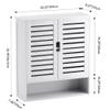 SMIBUY Bathroom Cabinet Wall Mounted, Bamboo Over-The-Toilet Storage Organizer, Space Saver Medicine Cabinet with 2 Door and Adjustable Shelves (White) view 3