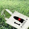 ENEDNATE Dog Silhouette with Heart,I Love Poodle Reusable Canvas Tote Bag Cute Dog Decor Shopping Tote Bags for Girls Women Christmas Birthday 16x15 view 3