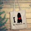 ENEDNATE Dog Silhouette with Heart,I Love Poodle Reusable Canvas Tote Bag Cute Dog Decor Shopping Tote Bags for Girls Women Christmas Birthday 16x15 view 4