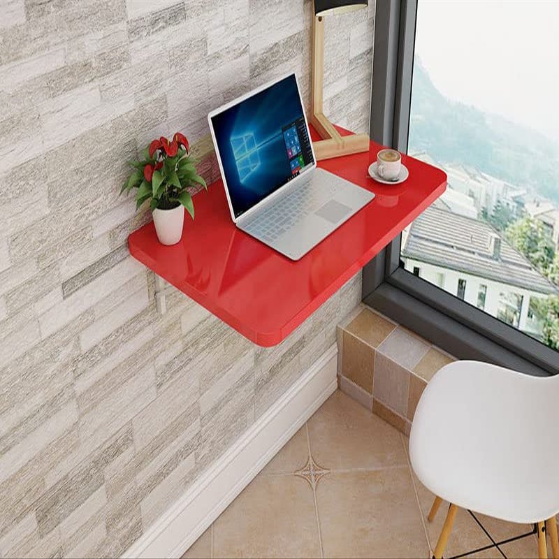 FERFXN Folding Wall-Mounted Drop-Leaf Table Wall Mounted Table Wall Mounted Desk Wall Mounted Folding Table Wall Mounted Table for Study/Bedroom Small Space 100x50cm/39x20in red