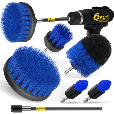 Holikme 6Pc Drill Brush Set - Scrub Brushes with Extension for Home Clean