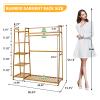 Baveke Bamboo Clothing Garment Rack 7 Tier Storage Shelf Coat Clothes Hanging Rack, Portable Wardrobe Closet Organizer With Top Shelf, Shoe Storage Shelves for Bedroom (Natural - 51.18 in) view 2