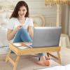 Bed Tray Breakfast Food Tray with Folding Legs Kitchen Serving Tray for Lap Desks Notebook Computer Sofa Platters TV Snack Tray(Beige, Large) view 2