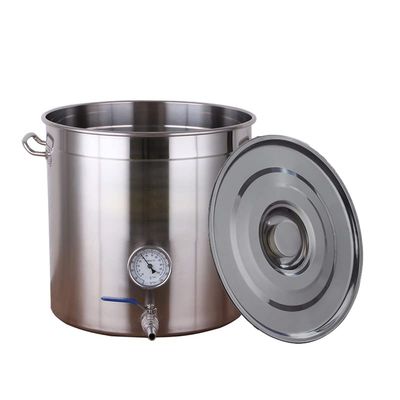 AIZYR Large Capacity Home Brewing Kettle Fermenting Tank 19L-90L Stainless Steel Beer Beverage Storage Barrel Boil Bucket Stockpot for Beer Includes Lid, Thermometer, Ball Valve Spigot,19.7inch/95L