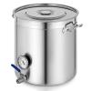 AIZYR Large Capacity Home Brewing Kettle Fermenting Tank 19L-90L Stainless Steel Beer Beverage Storage Barrel Boil Bucket Stockpot for Beer Includes Lid, Thermometer, Ball Valve Spigot,19.7inch/95L view 2