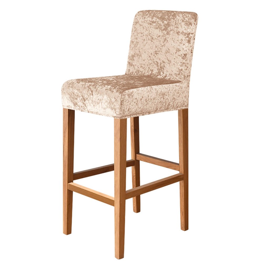 Bar Stool Chair Cover, Soft Velvet Stretch Counter Stool Covers Stool Slipcover Removable Chair Cover for Dining Room Kitchen Short Swivel Chair Back, 4Pcs,Champagne