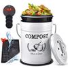 AOSION Countertop Compost Bin Kitchen,Odorless Indoor Compost Bin with Lid and Compost Bags,Compost Bucket Composter Container for Food Waste,White view 1