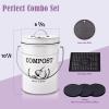 AOSION Countertop Compost Bin Kitchen,Odorless Indoor Compost Bin with Lid and Compost Bags,Compost Bucket Composter Container for Food Waste,White view 3