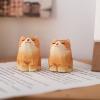 LAFANDE Orange Cat Wood Figurine - Wooden Cat Figure, Carved Wooden Small Animal Wooden Kit Static Doll Ornament Sculpture Garden Car Home Room Decor view 2