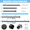 2PCS Black Tension Rods for Windows 28 to 48 Inch Adjustable Curtain Rod 7/8" Diameter Rust-Free Spring Tension Curtain Rod No Drilling Small Shower Rods for Bathroom Doorway Kitchen Closet view 2