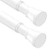 2Pcs Tension Curtain Rods for Windows 28 to 48 Inch, 7/8 Diameter Spring Loaded Curtain Rod Adjustable Small Curtain Rods No Drilling Tension Rod for Door, Bathroom, Kitchen, White view 1