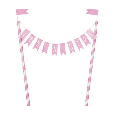 Pink Hearts Baby Shower Banner Cake Topper