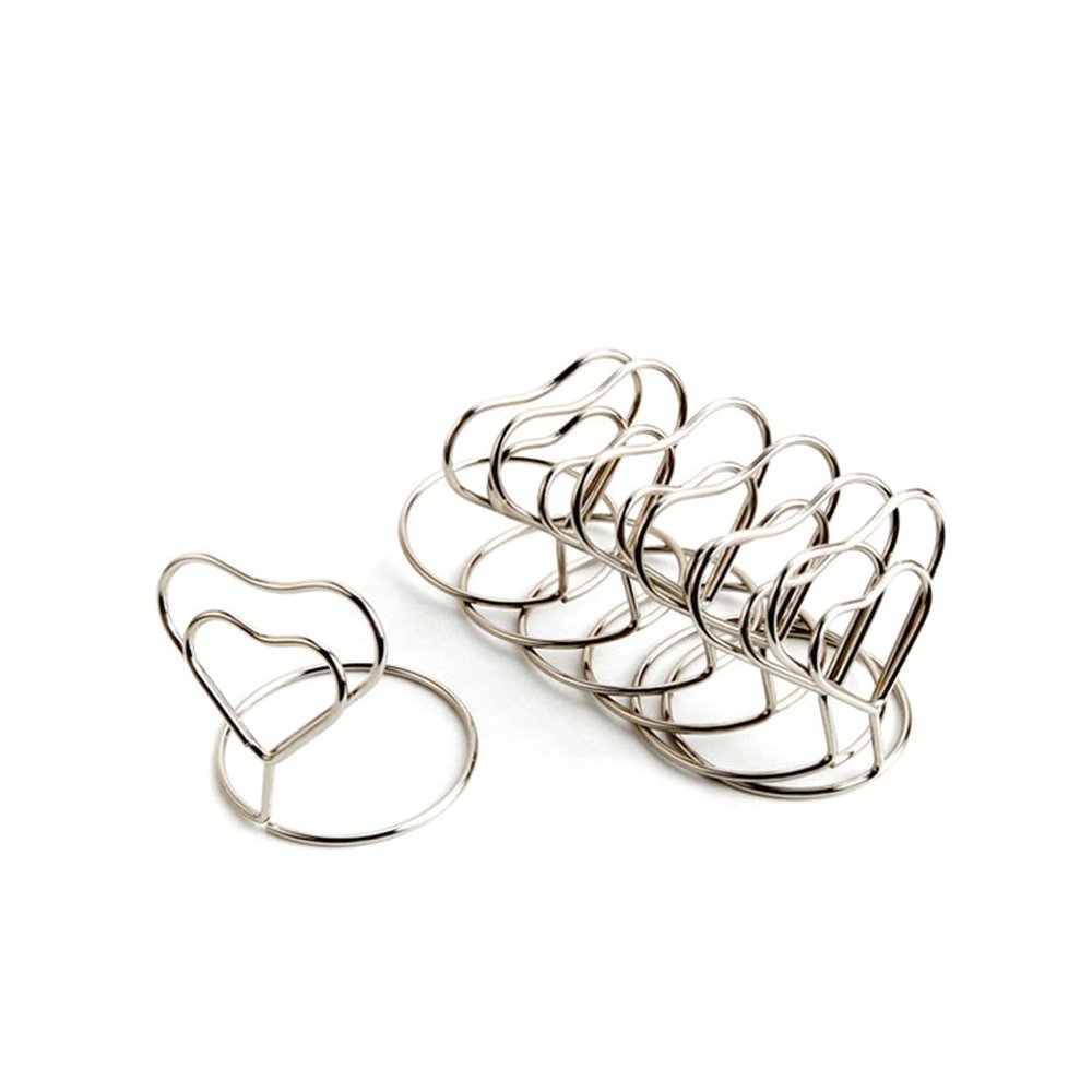 Tofficu 10pcs Heart Shape Place Memo Holders Elegant Silver Wire Table Number Stands for Weddings Parties and Events for Menu Photo and Note Display