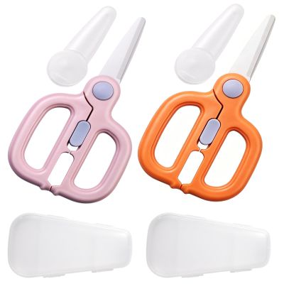 Artenny Ceramic Baby Food Scissors Kids with Travel Case, Toddler Scissors with Safety Lock, Ideal for Pizza, Meats, Noodles, Vegetables, and Fruits (A/B)