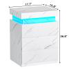 ADORNEVE Nightstand with Charging Station and LED Lights,Night Stand with Sliding Top for Bedroom,Bedside Table with Drawers,Modern End Side Table,White Marble view 2