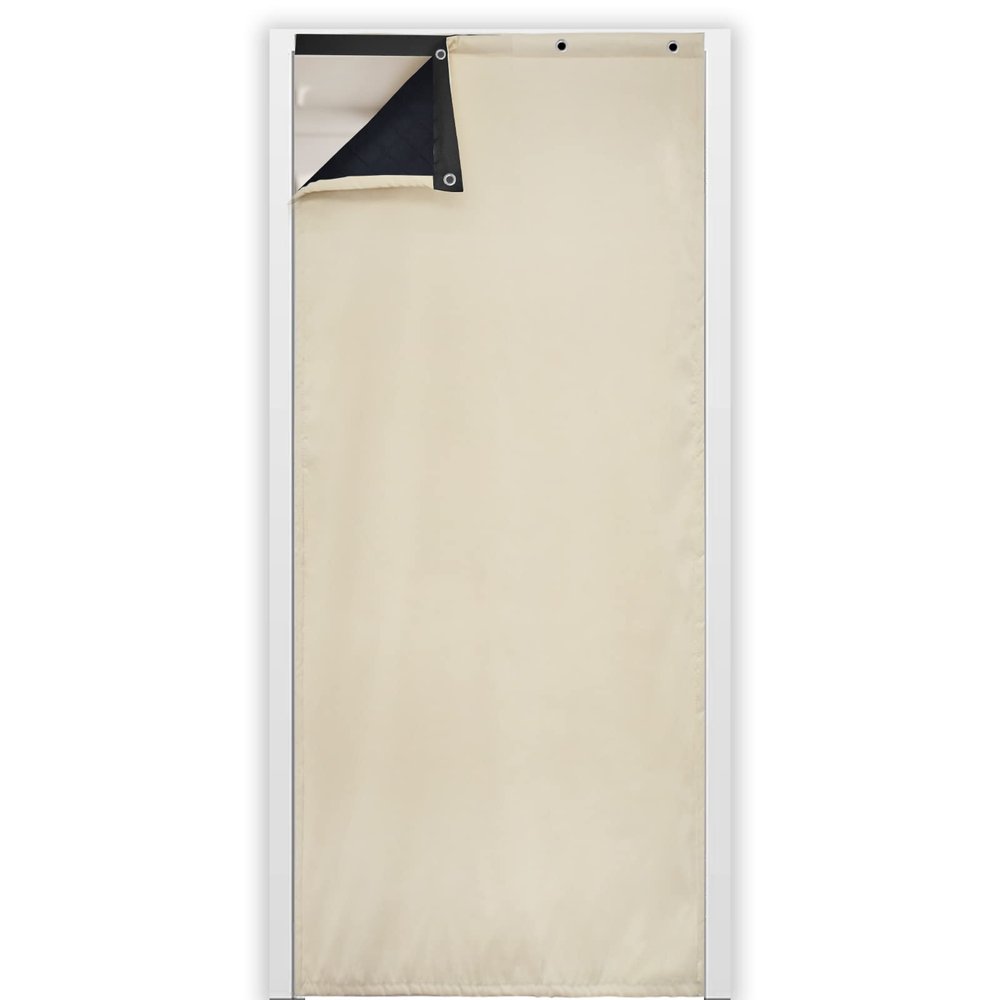 Guest Ruyunlai Blackout Thermal Insulated Door Energy Efficient Curtain Winter Doorway Cover Drape Screen Heavy Duty Soundproof Barrier Tapestry Blanket HT-04 Beige 85 x 200 cm
