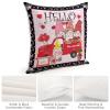 Decorative Throw Pillow Cover Hello Love Heart Truck Gnome ValentineValentine's Day Pink Cushion Pillowcase 16"x16" Square Pillow Case Anniversary Wedding Decoration for Couch Sofa Office Car Decor view 4
