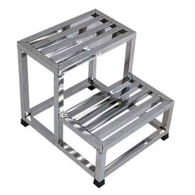 2-Step Stainless Steel Step Stool Ladder with Anti-Slip Wide Pedal for Home and Kitchen, 550lbs Capacity