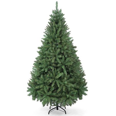 CAPHAUS 6 Feet, w/ 1,430 Branch Tips, Dunhill Fir Full Artificial Green Christmas Tree, Premium Pre-Hinged Fake Xmas Tree for Indoor Home, Office, Party, Holiday Decoration, Includes Metal Stand