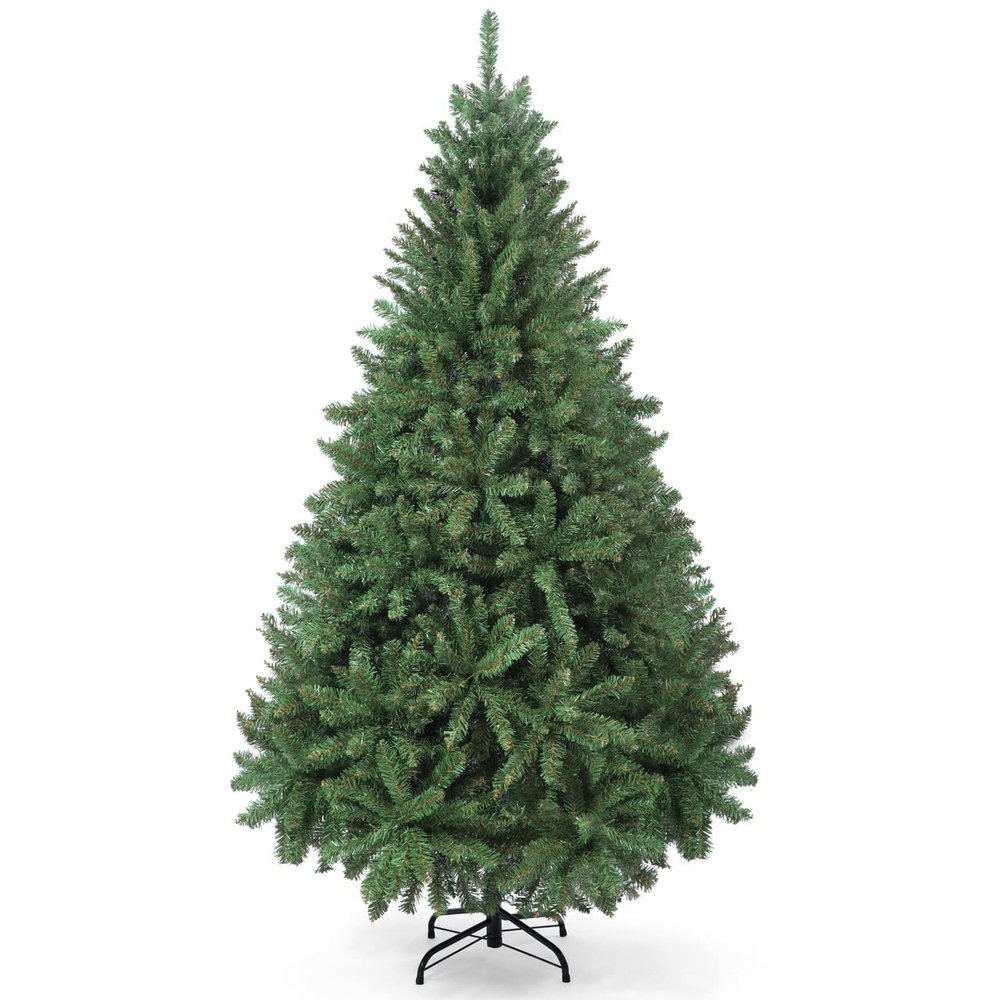 CAPHAUS 6 Feet, w/ 1,430 Branch Tips, Dunhill Fir Full Artificial Green Christmas Tree, Premium Pre-Hinged Fake Xmas Tree for Indoor Home, Office, Party, Holiday Decoration, Includes Metal Stand