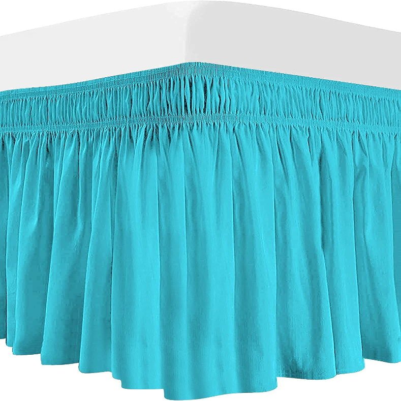 Lotus Bedding Bed Skirt Full 36-Inches Split Corners Wrap Around Dorm Room Bed Skirt with Three Side Coverage Turquoise 1 Pc Dust Ruffle Bed Skirt 800 TC, 100% Egyptian Cotton