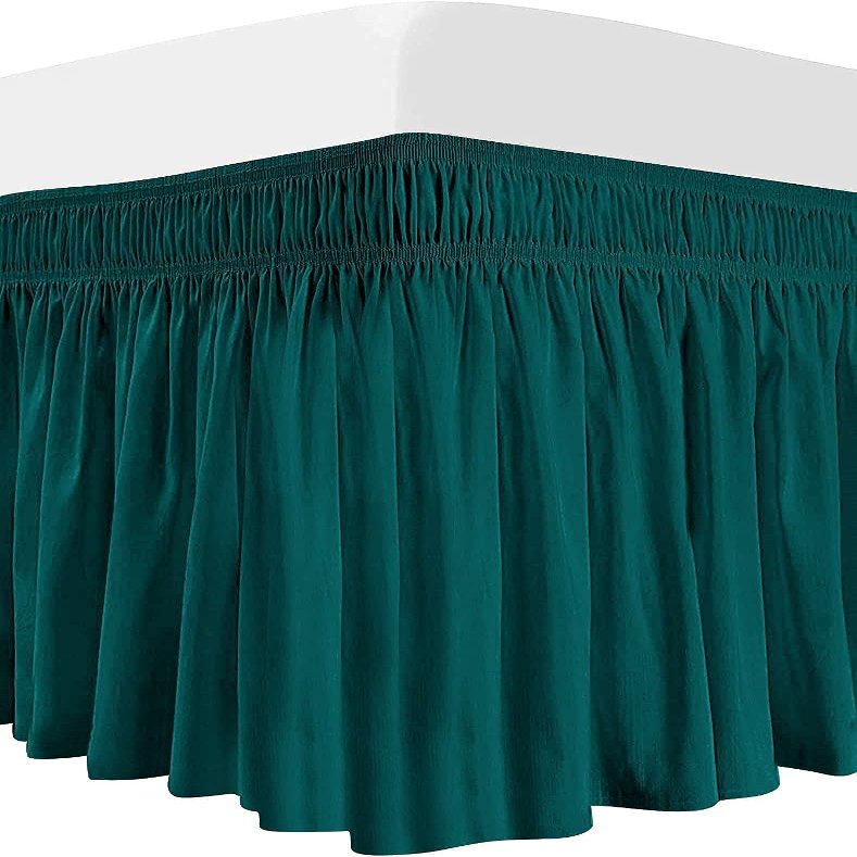 Lotus Bedding Bed Skirt Twin XL 42-Inches Split Corners Wrap Around Dorm Room Bed Skirt with Three Side Coverage Teal 1 Pc Dust Ruffle Bed Skirt 800 TC, 100% Egyptian Cotton