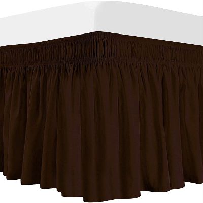 Lotus Bedding Bed Skirt Queen 42-Inches Split Corners Wrap Around Dorm Room Bed Skirt with Three Side Coverage Chocolate 1 Pc Dust Ruffle Bed Skirt 800 TC, 100% Egyptian Cotton