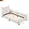 Anwick Twin Size Upholstered Daybed with Carton Ears Shaped Headboard, Twin Bed Upholstered Wood Daybed for Girls, Cute Day Bed for Kids/Teens, No Box Spring Needed (White2) view 2