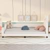 Anwick Twin Size Upholstered Daybed with Carton Ears Shaped Headboard, Twin Bed Upholstered Wood Daybed for Girls, Cute Day Bed for Kids/Teens, No Box Spring Needed (White2) view 3