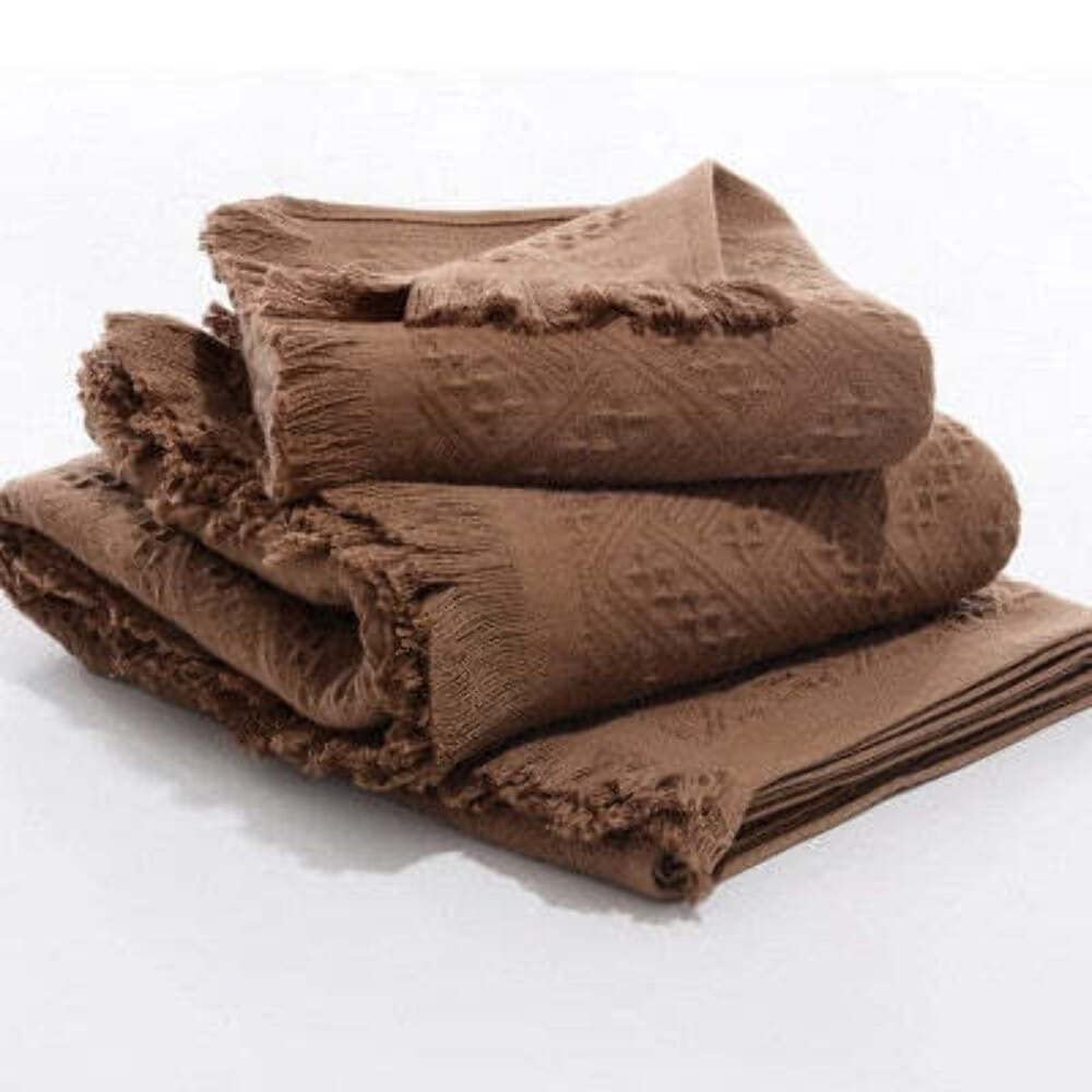 2021 New Japanese Style Family Shower Towels Bathroom Solid Absorbent Hand Towel Cotton Bath Beach Towel with Tassel handdoeken Brown towel 70x140cm