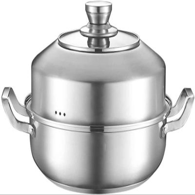 304 Stainless Steel Steamer 1 Layer Thick Double Bottom Soup Pot Household Single Layer Steamer Induction Cooker Hot Pot Cooking Dual-Purpose Pot (Size : 26cm)