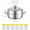 304 Stainless Steel Steamer 1 Layer Thick Double Bottom Soup Pot Household Single Layer Steamer Induction Cooker Hot Pot Cooking Dual-Purpose Pot (Size : 26cm) view 3