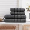 Bath Towel Set 100 Cotton 4pcs For Adults Quick Dry Easy Cleaning Bathroom Face Compressed Beach Hotel Foot made in English Anthracite TURKEY view 1
