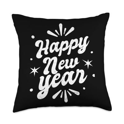 Happy New Year Eve Fireworks Wishes Greetings Celebration Throw Pillow