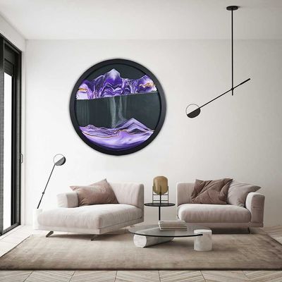 KridDr Moving Sand Art Picture Kinetic 3D Sand Art Moving Sand Landscape Display Round Glass 360 Rotating Hourglass Decor for Home, Office Desk