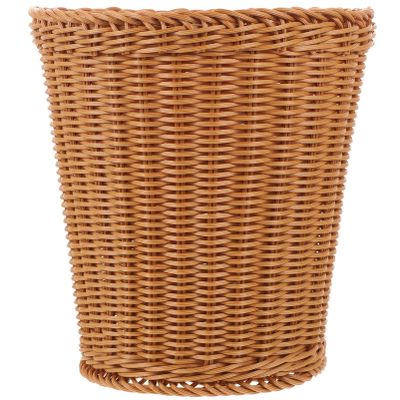 BESTonZON Woven Trash Can Wicker Waste Bin Bathroom Wastebasket with Lid Water Rattan Rubbish Bin Rattan Round Waste Basket Laundry Hamper Round Basket Storage Flower Basket Imitation Rattan