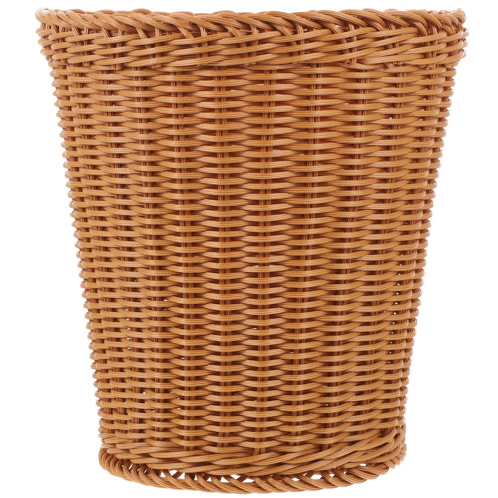 BESTonZON Woven Trash Can Wicker Waste Bin Bathroom Wastebasket with Lid Water Rattan Rubbish Bin Rattan Round Waste Basket Laundry Hamper Round Basket Storage Flower Basket Imitation Rattan