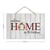Farmhouse Welcome Sign Red And White Buffalo Plaid Christmas Wreath Welcome Home for The Holidays Wood Sign With Quote 8x12 Inch Rustic Wooden Signs for Front Door Porch Gate Home Decor Wall Art view 1