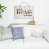 Farmhouse Welcome Sign Red And White Buffalo Plaid Christmas Wreath Welcome Home for The Holidays Wood Sign With Quote 8x12 Inch Rustic Wooden Signs for Front Door Porch Gate Home Decor Wall Art view 2