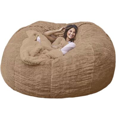 AAXYZX Bean Bag Cover, Oversized Round Chair Beanbag Cover, Giant Bean Bag Chairs Cover for Home Garden Lounge Living Room Big Round Soft Fluffy Faux Fur Lazy Sofa Cover