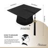 CLERKMANS Black Graduation Cap with Black Tassel Includes 2026 Date Drop - 6 Hang Loop - One Size Fits All view 2
