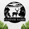 Custom Name Deer Forest Sign Deer Metal Wall Art, Personalized Deer Metal Sign for Home Wall Decor, Customized Deer Wall Sign for Indoor Outdoor, Deer Hunting Metal Wall Hanging Sign view 1