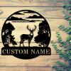 Custom Name Deer Forest Sign Deer Metal Wall Art, Personalized Deer Metal Sign for Home Wall Decor, Customized Deer Wall Sign for Indoor Outdoor, Deer Hunting Metal Wall Hanging Sign view 2