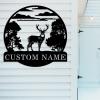Custom Name Deer Forest Sign Deer Metal Wall Art, Personalized Deer Metal Sign for Home Wall Decor, Customized Deer Wall Sign for Indoor Outdoor, Deer Hunting Metal Wall Hanging Sign view 3