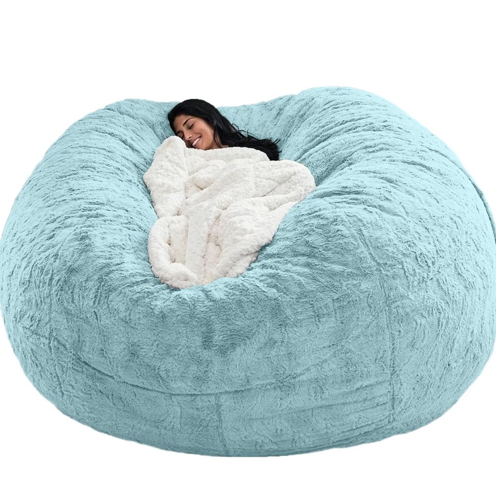 AAXYZX Bean Bag Cover, Oversized Round Chair Beanbag Cover, Giant Bean Bag Chairs Cover for Home Garden Lounge Living Room Big Round Soft Fluffy Faux Fur Lazy Sofa Cover