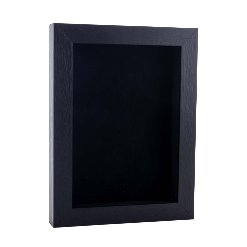 11x17 Textured Black Shadowbox Frame - Shadow Box Frame Interior Size 11x17 by 1" Deep - Black Acid-Free Suede Backing - Includes Shatter Resistant Acrylic, Backing, Hardware - Usable Depth: 3/4"