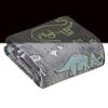 Printed Throw Blanket, Glow in The Dark, Soft Plush, Home Dcor Fuzzy Warm & Cozy, for Bedding, Couch & Gift, 50 x 60 - Grey Dino Friends view 1