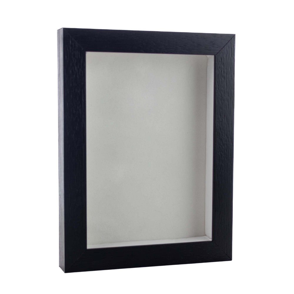 11x17 Textured Black Shadowbox Frame - Shadow Box Frame Interior Size 11x17 by 1" Deep - White Acid-Free Suede Backing - Includes Shatter Resistant Acrylic, Backing, Hardware - Usable Depth: 3/4"