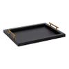 Kate and Laurel Halsey Rectangle Decorative Wooden Tray with Polished Metal Handles; 17 x 13; Black and Gold; Modern Glam Wood Rectangular Serving Tray for Display or Decoration view 1