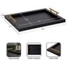 Kate and Laurel Halsey Rectangle Decorative Wooden Tray with Polished Metal Handles; 17 x 13; Black and Gold; Modern Glam Wood Rectangular Serving Tray for Display or Decoration view 2